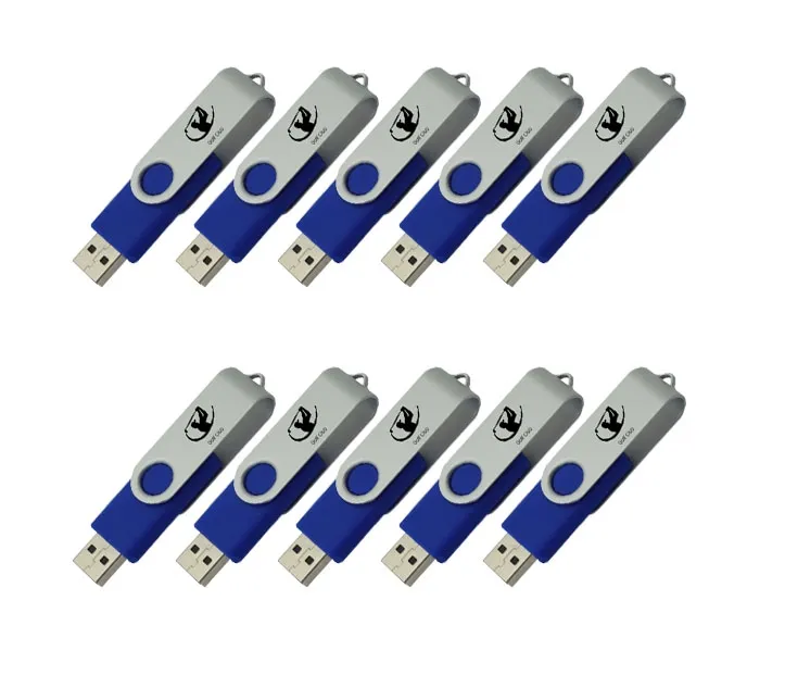 Wholesale 50pcs 2GB印刷カスタムロゴUSB2.0フラッシュドライブメタルスイベル刻印コンピューターのノートパソコン用メモリスティックペンドライブのパーソナライズ