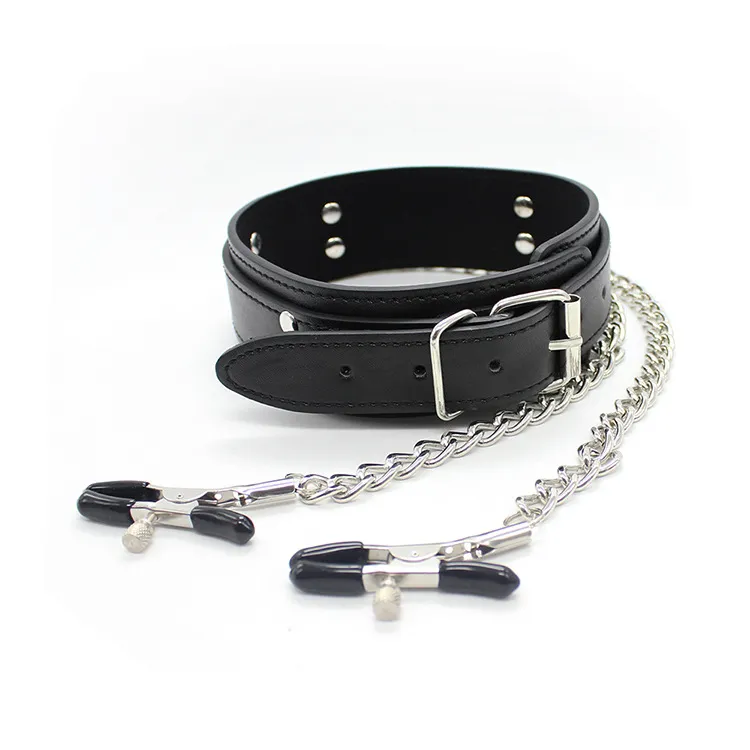 PU Leather Dog Collar Slave Bondage Restraint Belt In Adult Games For Couples Fetish Erotic Metal Nipples Clamps Sex Toys For Wome5237464
