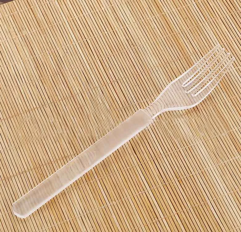 Clear Disposable Plastic Cutlery Set Long Handle Forks Spoon Knives For Western Tableware Utensils Dinnerware Sets HH7-1092