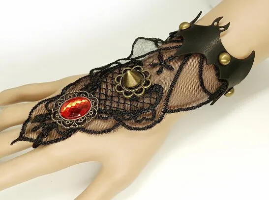 free new Goth punk style retro black bat hands with a sense of individuality lady lace bracelet fashion classic delicate elegance