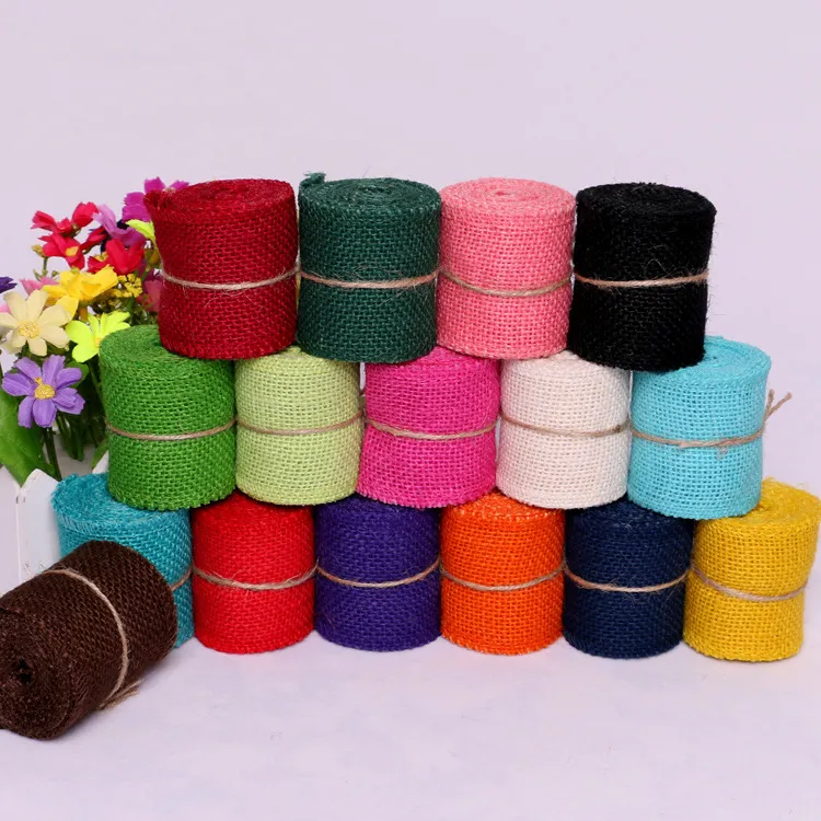 Color Burlap Ribbon Roll Arts Crafts Supplies Wedding Party Baby Shower Decoration