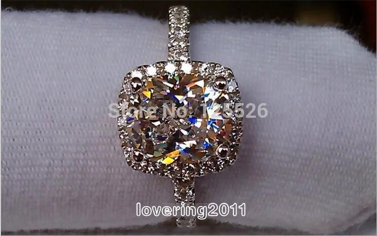 choucong Dazzling Lady's White Diamonique Серебряное обручальное кольцо 925 пробы размер 5-10 Gift288B