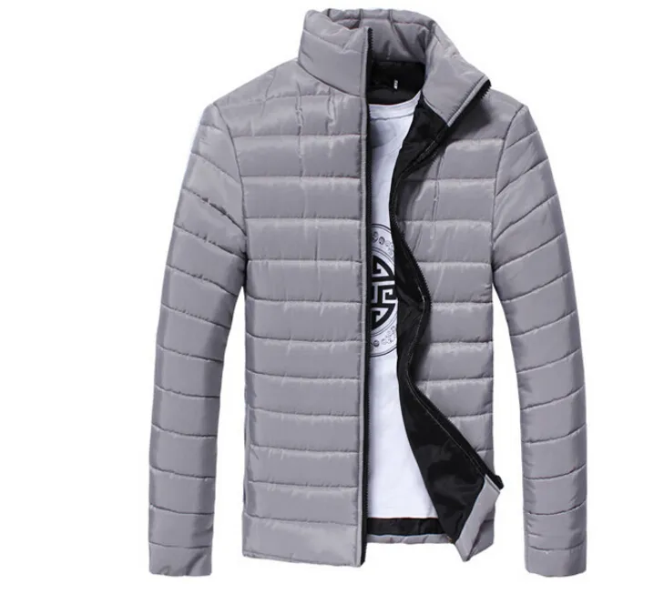 Chaquetas de plumón para primavera y otoño para hombre, abrigos finos y ajustados, chaqueta de manga larga de Color sólido con relleno de algodón, prendas de vestir exteriores