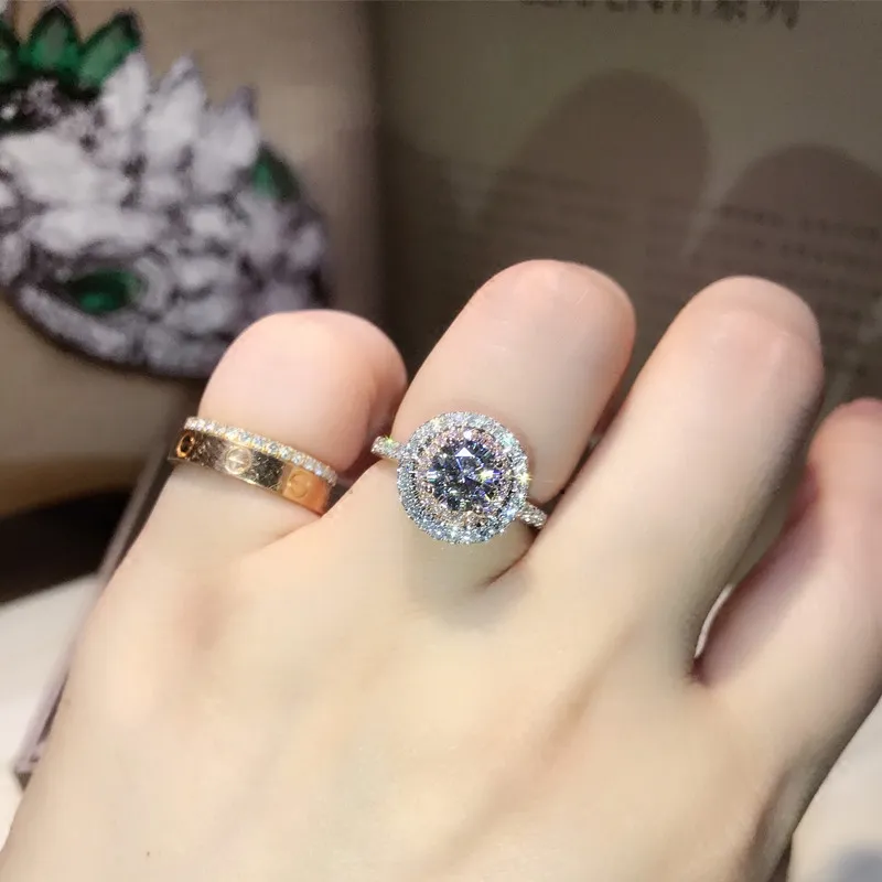 Victoria Wieck Jóias de luxo feitas à mão Prata esterlina 925 Corte redondo RosaSafira branca CZ Diamante Gemstones Cor Mulheres Anel aliança de casamento