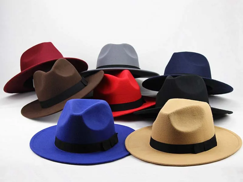 Fashion Vintage Hats Womens Mens Trilby Caps Jazz Hats Fedoras Top Wide Brim Hats Popular Formal Fashion Cap