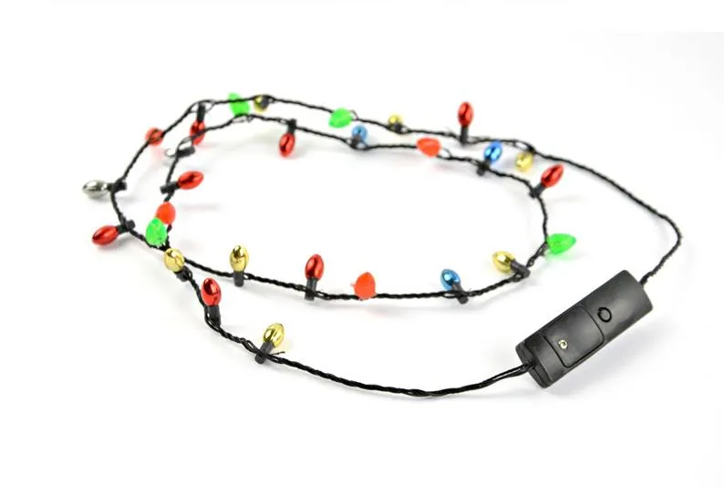 Collana di lampadine lampeggianti per le vacanze di Natale all'ingrosso, collane a LED per decorazioni natalizie Articoli da regalo Bomboniere 35 pezzi