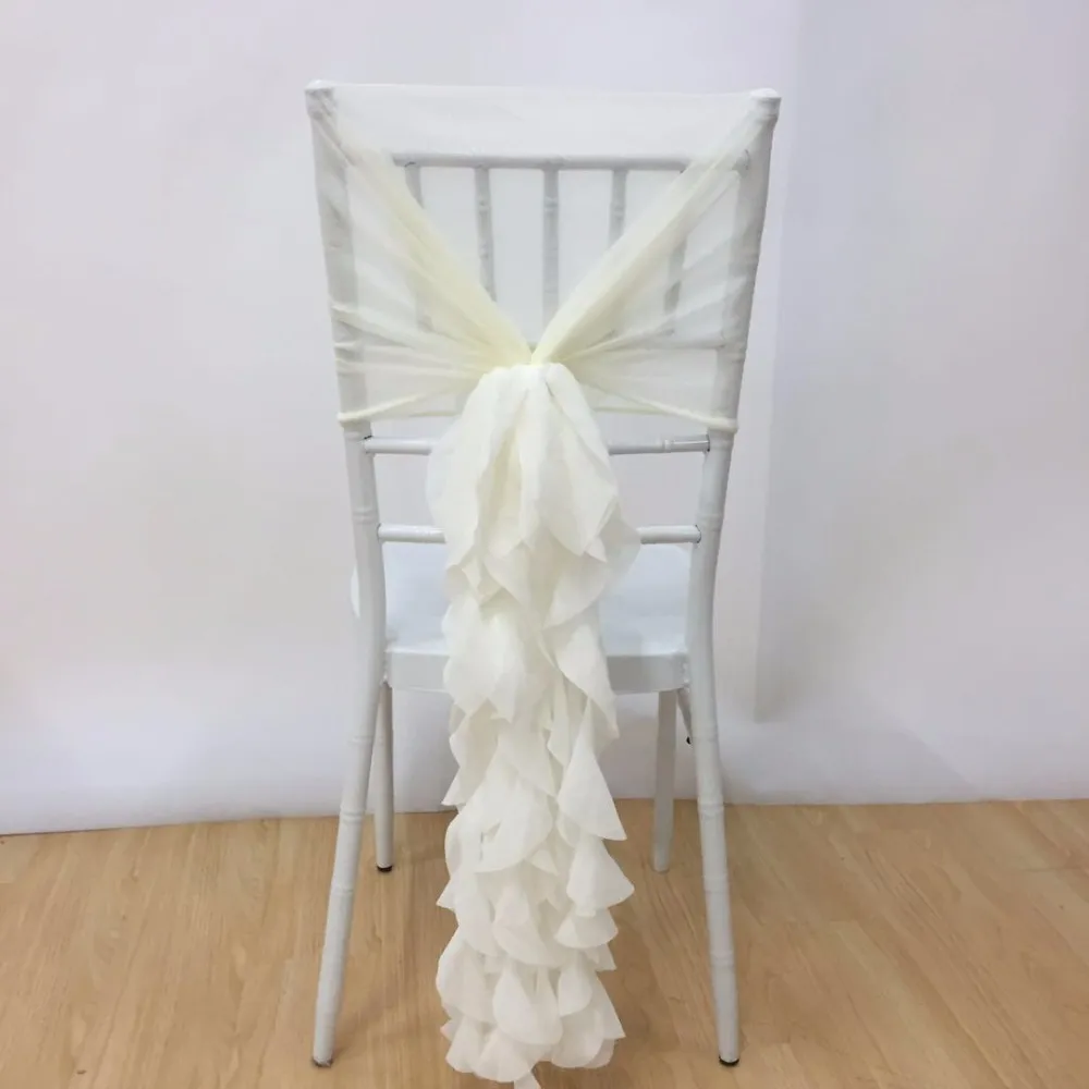 New Design CREAM COLOR Pre- tied Willow Chair Normal Banquet Chiavari Chair Sash With Freely Wedding Decoration