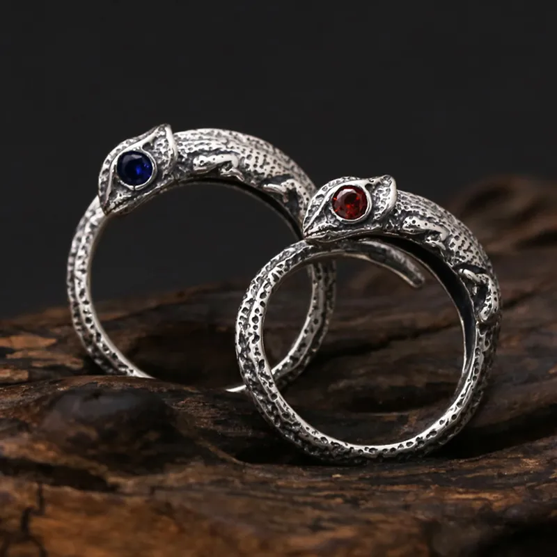 Sterling Silver Chameleon Ring Color Changing Adjustable Lizard Tail Jewelry