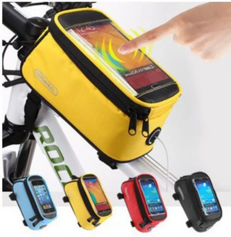 Bicicleta Bolsa Touchscreen Frente ROSWHEEL bicicleta quadro Bolsas Titular Pannier impermeável 4.2" 4.8" Phone 5.5" Pouch + Extensão da Linha frete grátis