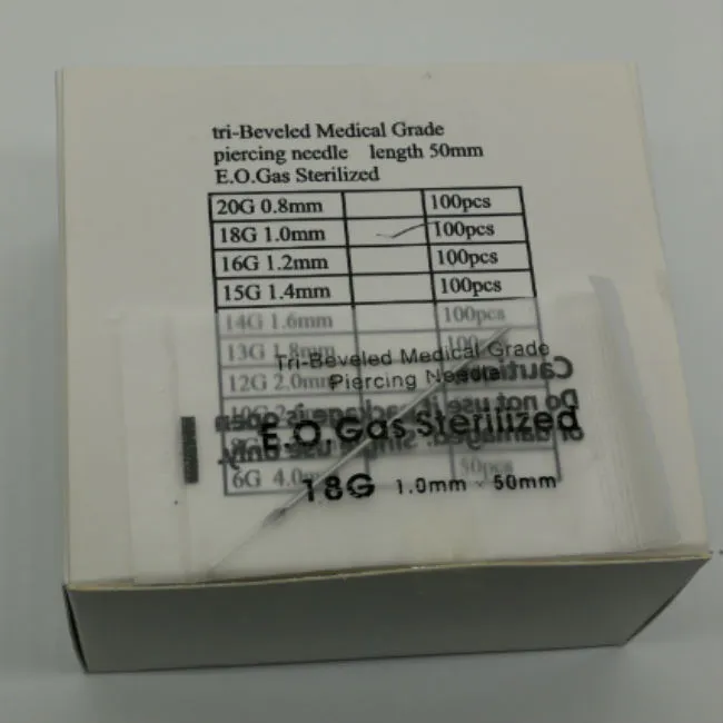 معبأة بشكل فردي ماكياج ثقب الإبر العلامة التجارية الجديدة المتاح ثقب الجسم إبر معقمة E.O.Gas الدائم أداة