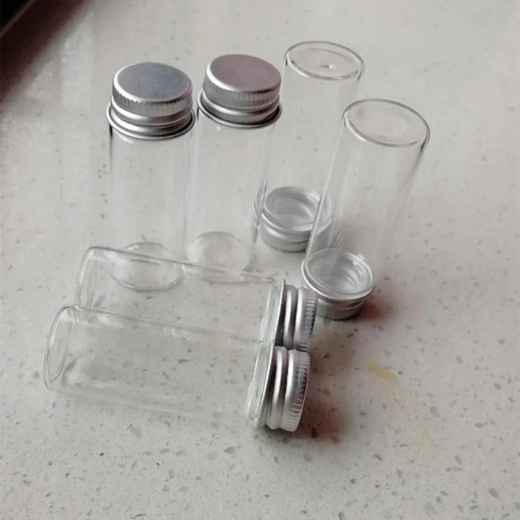 100 stks Clear Sample Glass Fials Flessen met aluminium caps potten Kleine fles 14ml