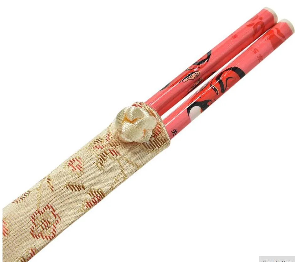 Najlepsze prezenty Chiński Jedwabny Zestawy Chopstick Podróży Souvenir Craft Bamboo Chopsticks Dekoracja Narzędzia kuchenne Hurtownie