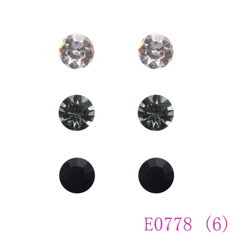 /pack Mixed stud hoop charms dangle earring For Women fashion Crystal Rhinestone ear stud E0778