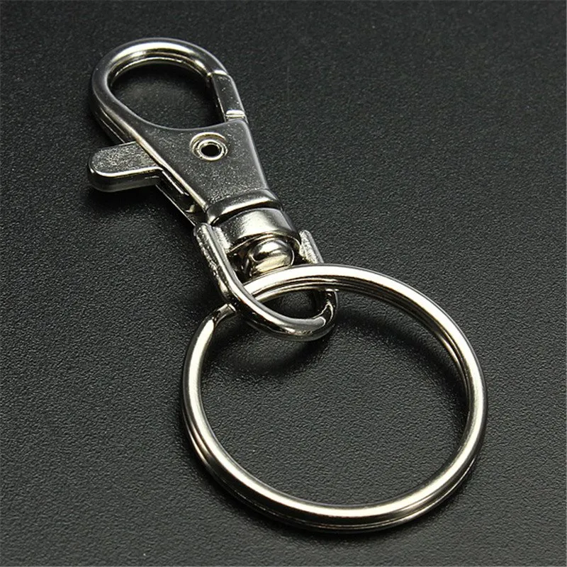 10 pçslote clássico chaveiro anel de metal prata giratória lagosta fecho clipes ganchos chaveiro anel dividido diy saco jóias wholeales6114220