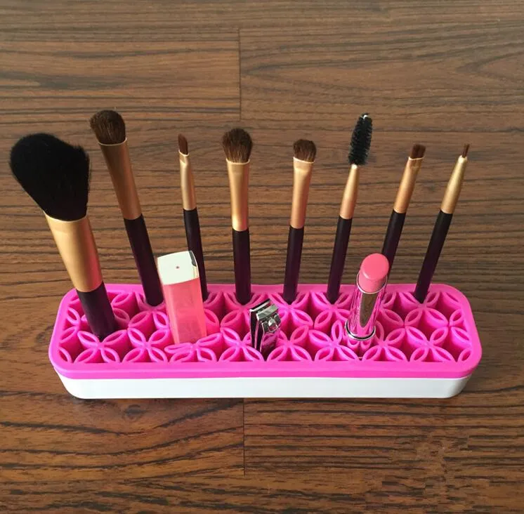 Silicone Makeup Brush Organizer Storage Box Läppstift Tandborste Penna Kosmetiska Borsthållare Ställ Multifunktionellt Make Up Tool