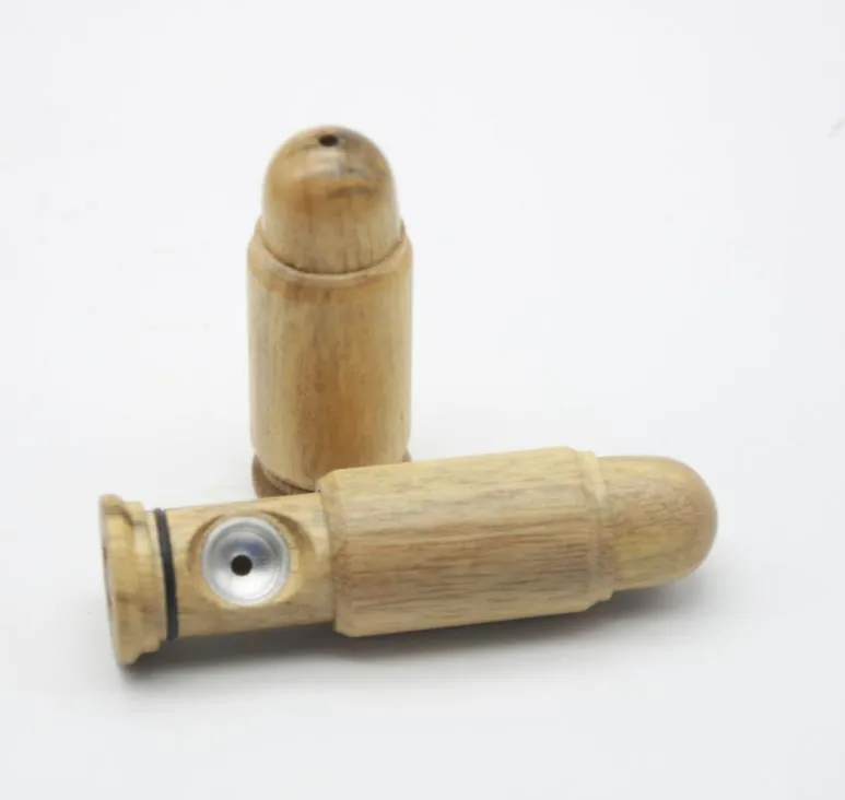 new product bullet shaped shape solid wood pipe can shrink easily portable cigarette smoking set.