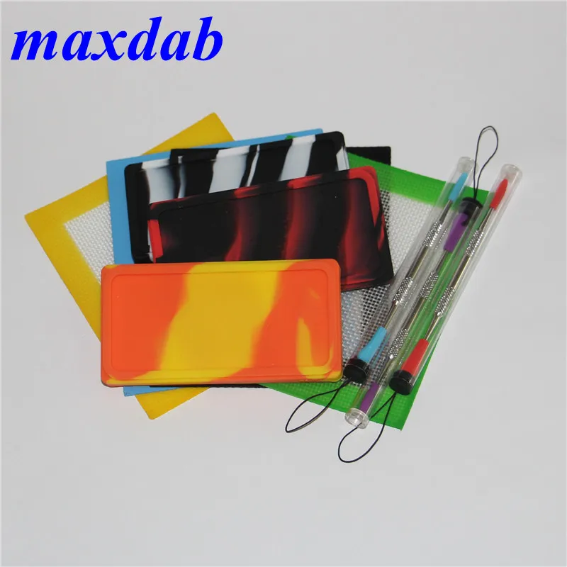 silicone oil waxmate container jars square silicone pad mat Square silicone wax storage with silicon tip dabber tool5210719