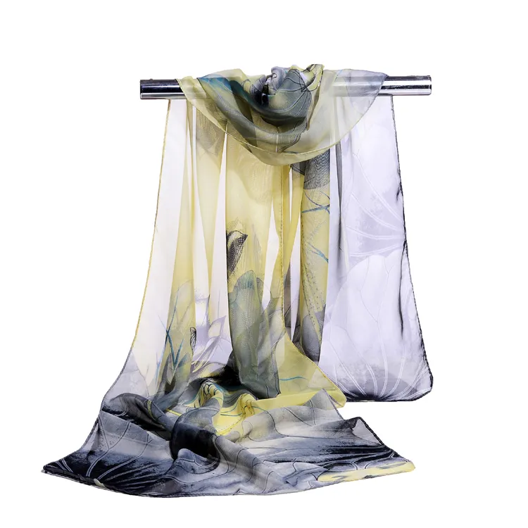 Nya Kvinnor Chiffon Silk Scarf Spring and Autumn Tillbehör Sommar Mjukt Tunn Solskyddsmedel Cape Shawls Girl Presenter Mix Colors