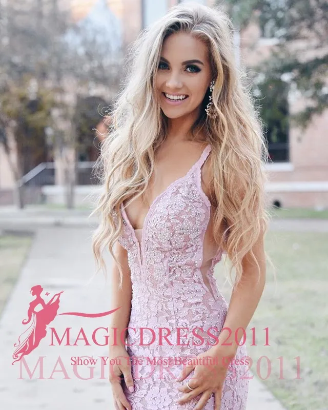 Garden Sweety Vestidos de baile juveniles 2019 Sirena Cuello en V Sin espalda Sin mangas Barrido de tren Lados recortados de encaje Se oras esmoquin