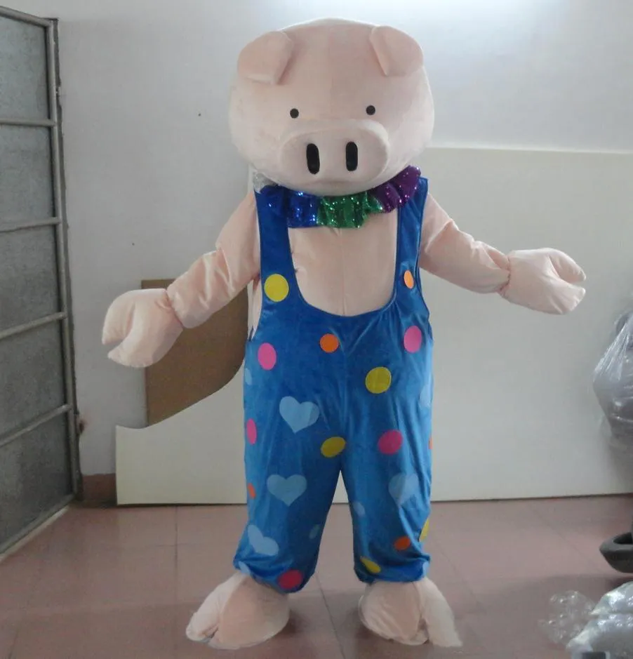 2018 Factory Sale Hot Cute Little Piglet Pig Mascot Costume met Clown Suit voor volwassenen om te dragen te koop