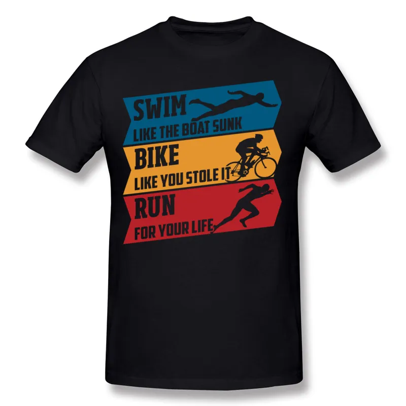 Wholesale Mens 100% Cotton Swim Bike Run T Shirt Mens O Neck Black ...