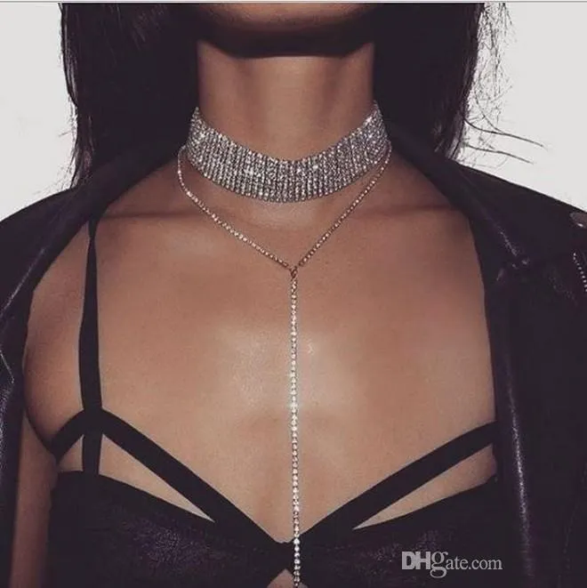 Rhinestone Choker Necklace 2017 Luxury Statement Crystal Chokers Necklaces For Women Chunky Neck Accessories Fashion Jewellery TO231