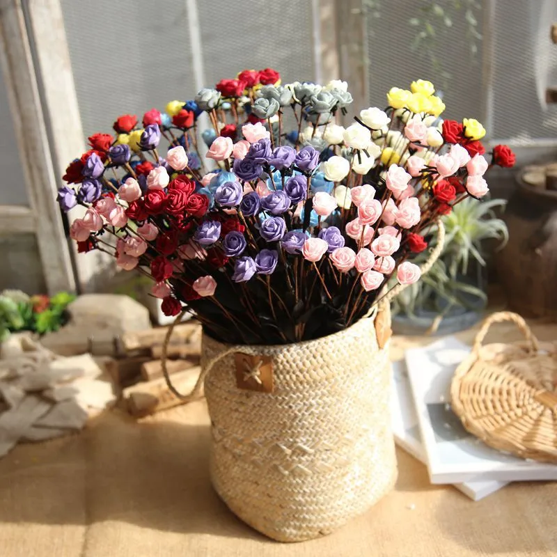 Stile pastorale 15 teste/bouquet di rose con capolini in seta 50 cm Fiori artificiali Fiore di seta matrimonio/decorazione della casa