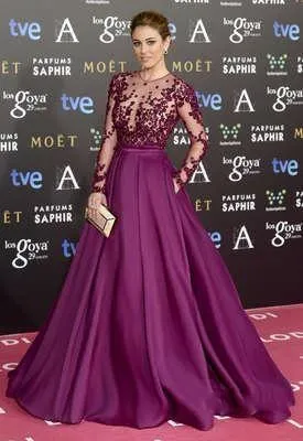 Zuhair Murad Burgundy Long Evening Dresses Beads Sheer Neck Long Sleeves Illusion Bodice Sequins Runaway Red Carpet Formal Prom Party Gowns