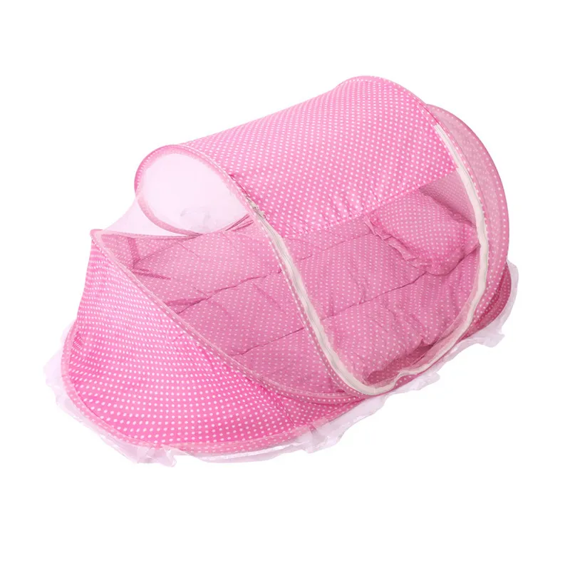 Lit De Bébé Pliable Avec Moustiquaire - Lit De Voyage Portable Pour Nouveau-né Rose - Protection Anti-Moustiques