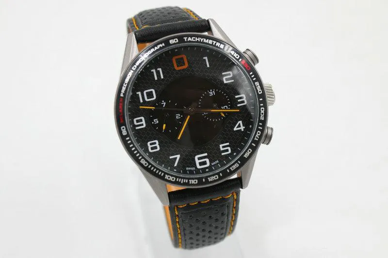 Reloj mecánico automático mp4 12c de alta calidad para hombre, esfera de acero inoxidable tricolor negra, correa de cuero de 45mm