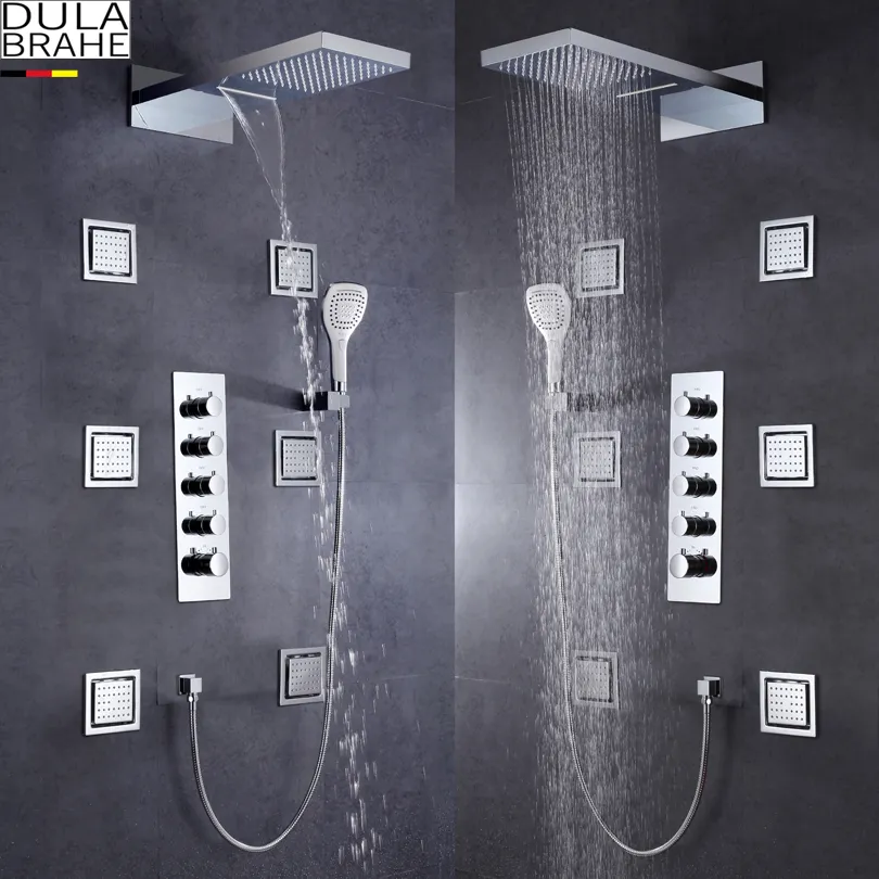 Flow Loop Shower Premium Thermostatic Rainfall Shower System - Large Flow Mixer Valve ...