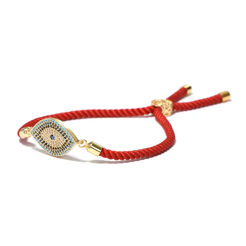 Trendy boze oog micro kristal armband charme rode draad gevlochten touw ketting verstelbare etnische braclet voor vrouwen Turkije lucky sieraden cadeau