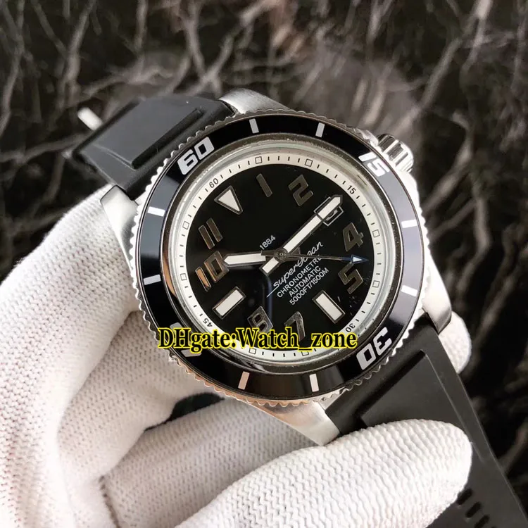 ساعة يد رجالي أوتوماتيكية بقرص أزرق من Diver Super Ocean II 44 A17392D8 بإطار أزرق وحزام فضي وحزام مطاطي ساعات يد رياضية للرجال