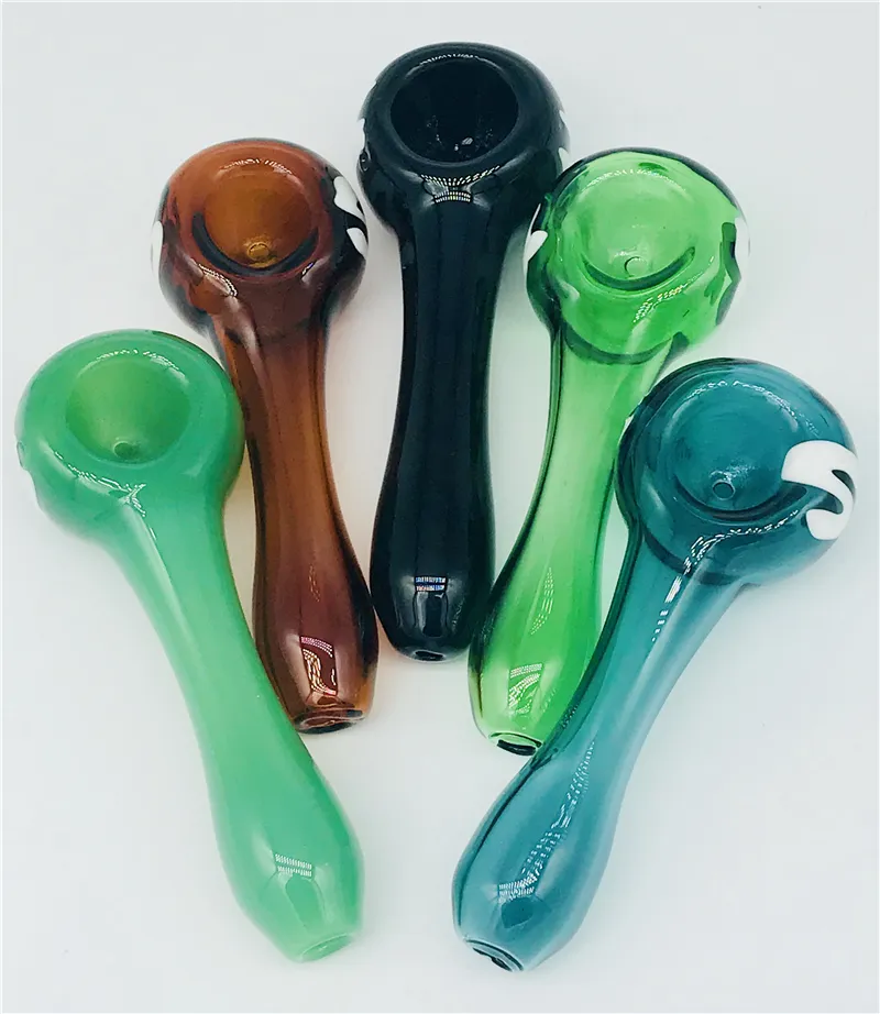 담배 파이프 유리 흡연 물 담뱃대 숟가락 파이프 미니 장비 다채로운 버블 러 작은 손잡이 파이프