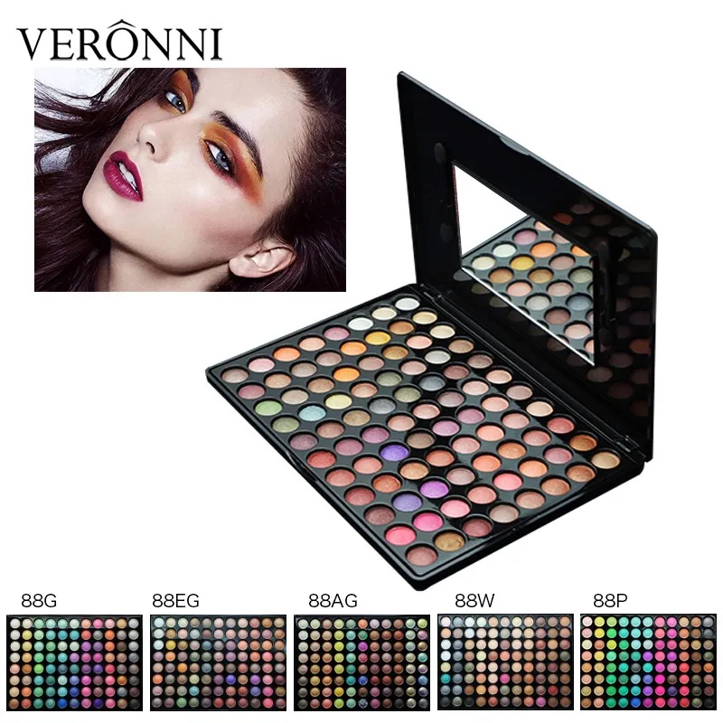 Nyaste 88 Färg Ögonskugga Palett Matte Glitter Ögonskugga Diamond Shimmer Eye Primer Warm Color Eye Shadow Women Present