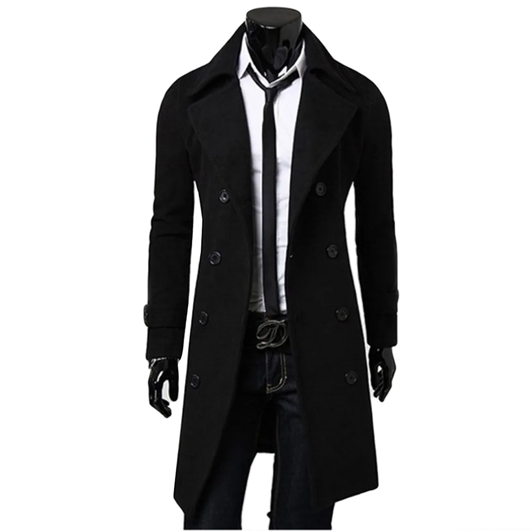 Men'S Trench Coat Men Classic Double Breasted Trench Coat Masculino Clothing Long Thick Jackets Coats British Style Overcoat 4XL