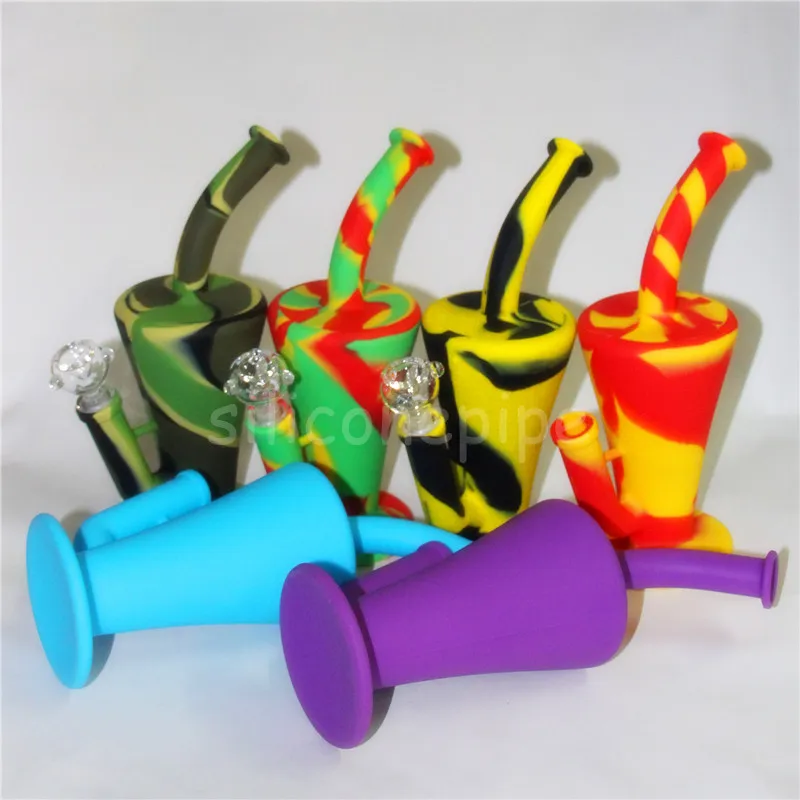 Groothandel Hot Selling Cone Type Siliconen Waterleidingen Roken Glas Bongs Glazen Waterpijp Siliconen Bong Goede Kwaliteit en GRATIS DHL