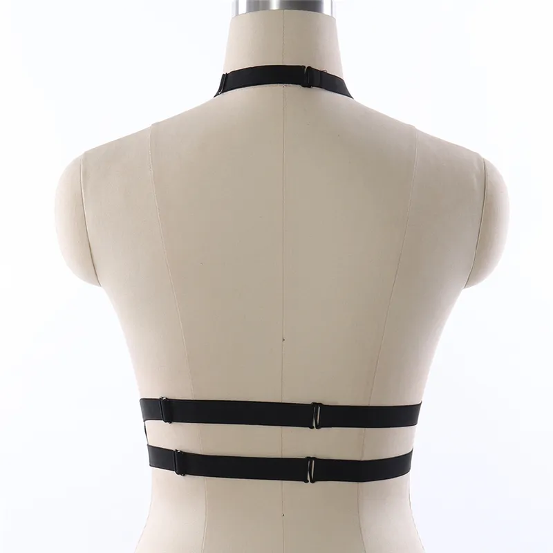 Frauen 90er Fetisch Sexy Elastischer Bondage Harness Body Cage BH Harajuku Goth Schwarz Verstellbarer Body Harness Crop Top