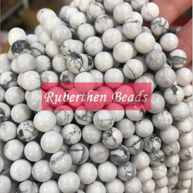 NB0015 Doğal Beyaz Howlite Boncuk Toptan DIY Bilezik Boncuk Trendy Miktar Gevşek Taş 8mm Yuvarlak Boncuk Takı Yapmak için