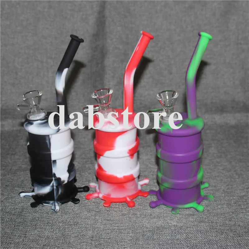 Narghilè Silicone Barrel Rigs Mini Silicone Rigs Dab Bong Pipa ad acqua Silicon Oil Drum Rigs spedizione gratuita DHL