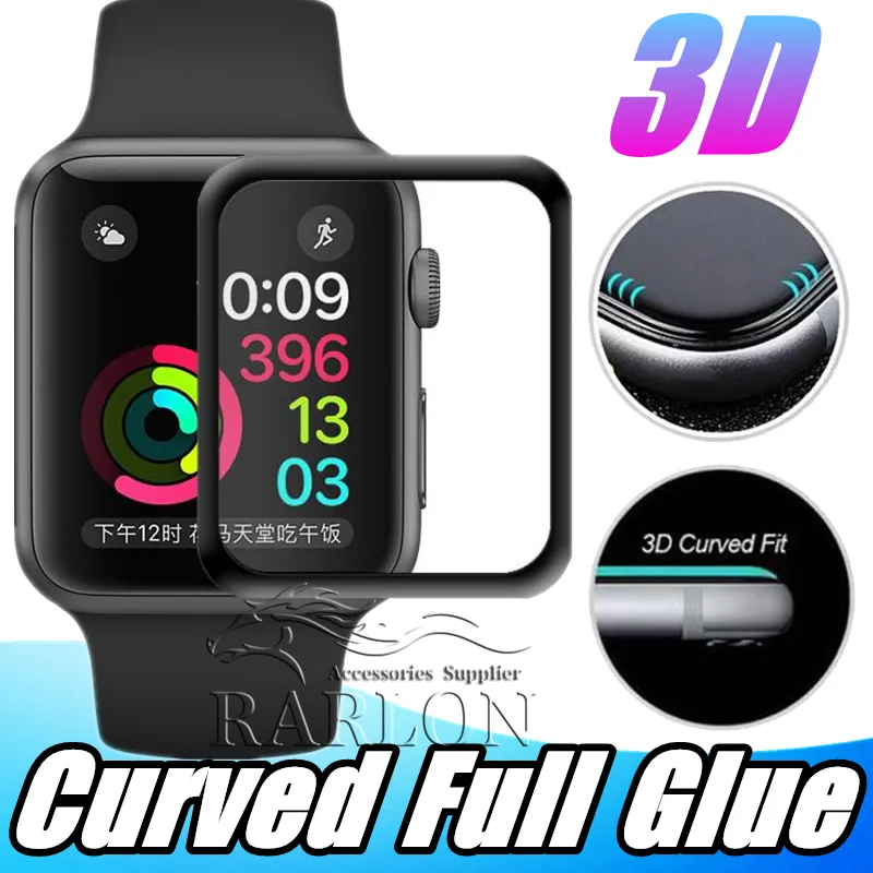 3D كامل المغطى بزجاج الفلم الحامي الشاشة 9H غطاء واقعي مع الغراء الكامل لـ Apple Watch Iwatch 42mm 38mm 40mm 44mm 41mm 45mm 49mm