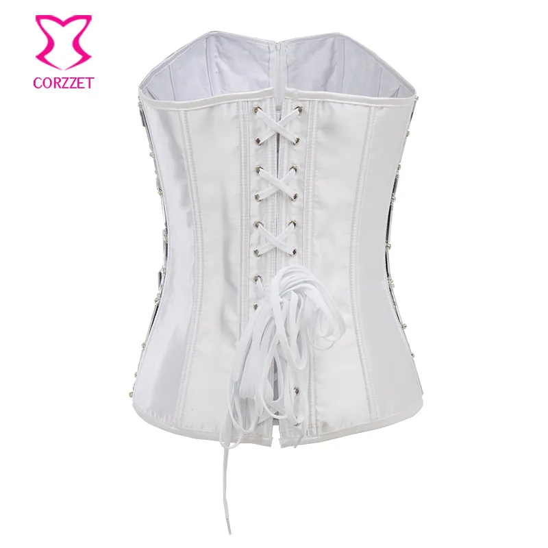 Brillant Miroir Diamant Overbust Zipper Blanc Corset Sexy Gothique  Vêtements Ett Pour Femmes Steampunk Corsets Et Bustiers Clubwear Du 60,53 €