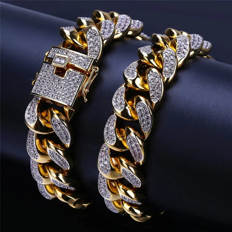 Bling Ice Out Hiphop Armbänder Gold Zirkonia Ketten Für Männer 2018 Neue Mode Hip Hop Armband Schmuck