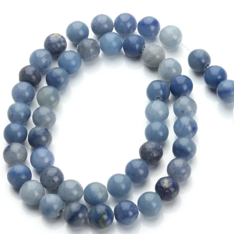 Cuentas de piedra espaciadora suelta redonda Natural de Aventurina azul, hebra de 40cm, 4, 6, 8, 10, 12mm, para pulseras DIY, fabricación de joyas