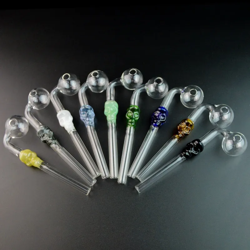 Skull Glass Pipe Pyrex Oil Burner Pipe Colorful Glass Smoking Pipes New Arrivals Color Randomly Send SW21