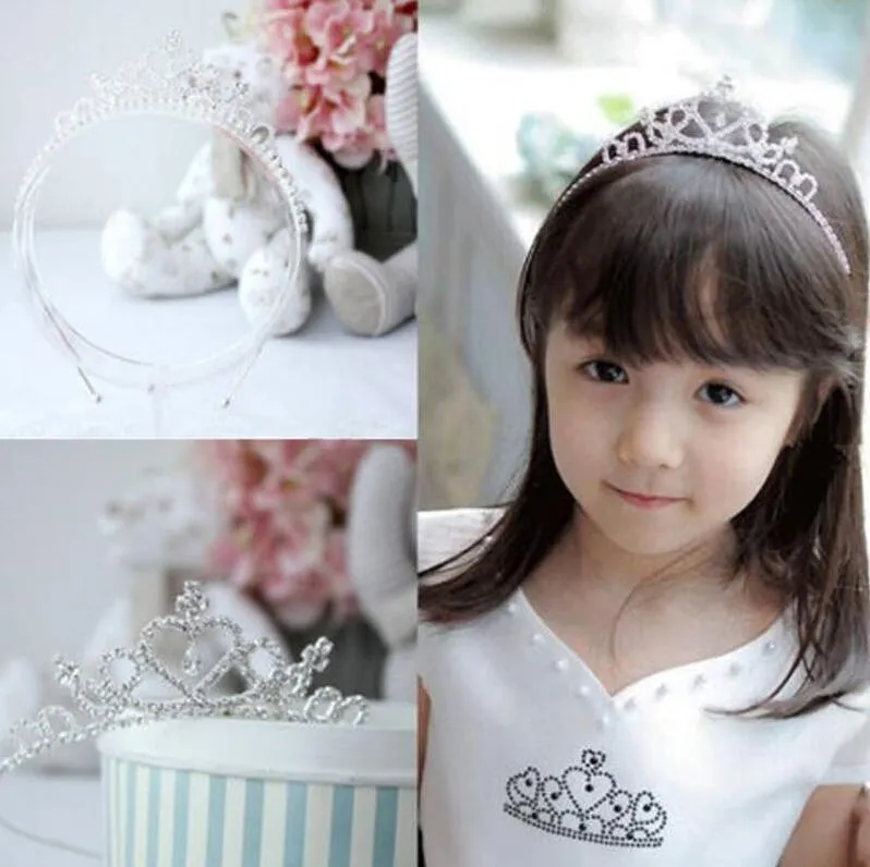 Mode-Hochzeits-Partei-Prinzessin Crown Rhinestone-Haar-Zusätze für Mädchen-Kind-Tiara-Kronen-Silber-Farben-Haar-Schmucksachen geben Verschiffen frei