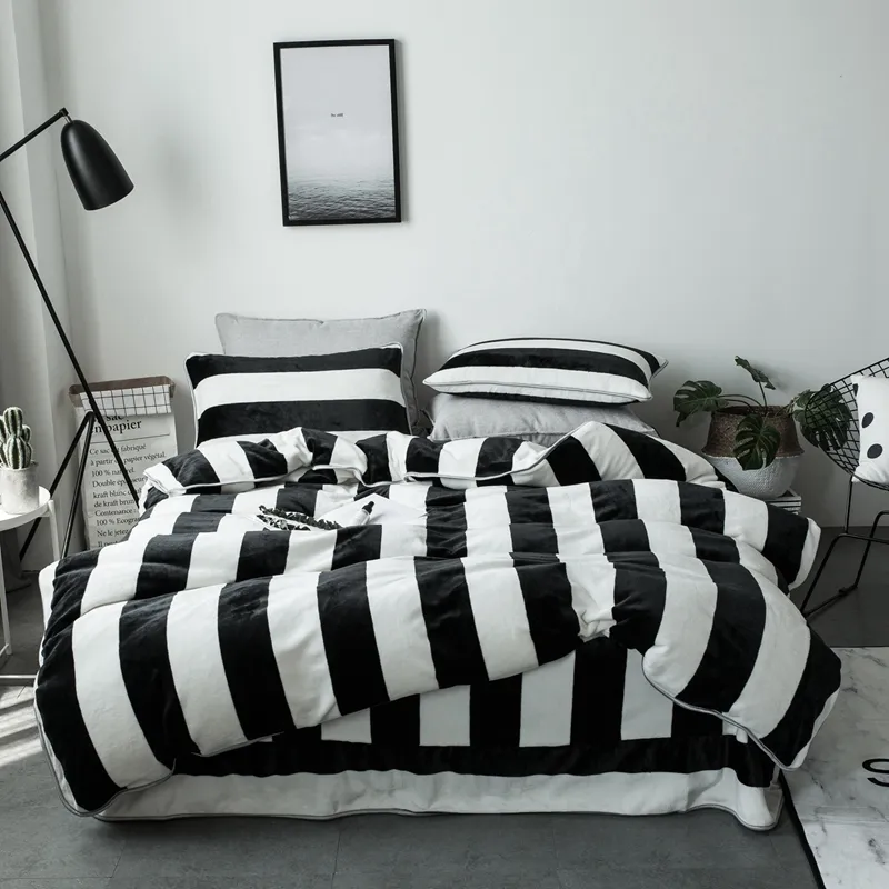 Black and white striped bedding deals