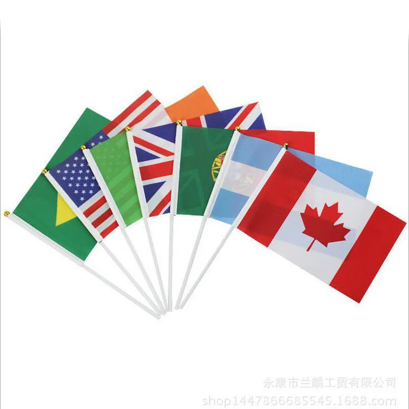 10 stks Nation Flag Embleem World Cup Wereldlanden Vlaggen Banner Hand Golvende Vlag