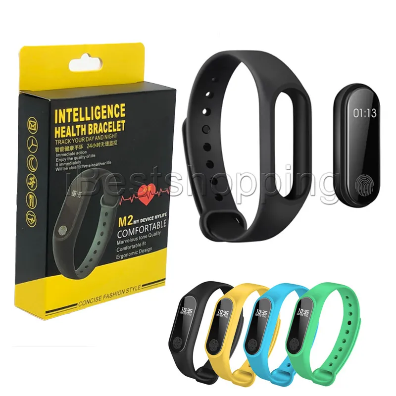M2 Smart Watch Fitness Tracker Moniteur Activité étanche étanche Smart Bracelet Podomètre Appelez rappelez le bracelet de santé avec la boîte
