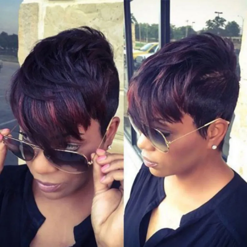 NOUVEAU capless nouvelle perruque afro-américaine élégante courte droite jolie mélange couleur synthétique cheveux perruque Cosplay / perruques complet en Stock